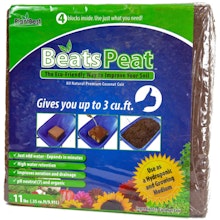A package of Beats Peat, an eco-friendly way to improve soil.