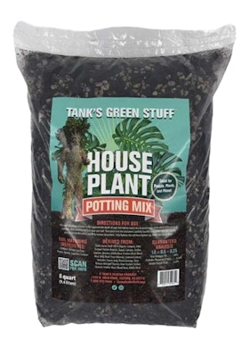 A bag of Tank's Green Stuff Houseplant Potting Mix.