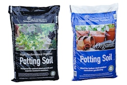 A bag of SummerWinds Nursery High Performance Organic Potting Soil, and a bag of SummerWinds Nursery Organic Potting Soil.