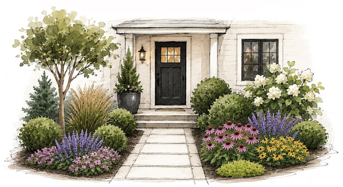 Step 4 of curb appeal how to with the focus being on layering in color.