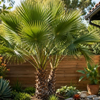 A smaller version of a palm tree in a garden, a tropical garden.
