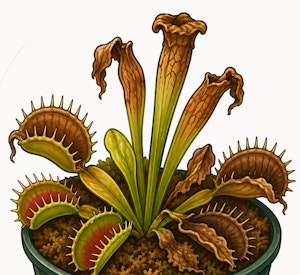 A dormant venus flytrap carnivorous plant