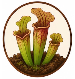 Illustration of a pitcher plant in soil.