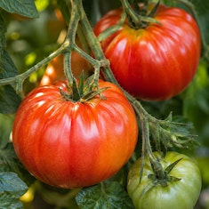 Heirloom Siletz tomatoes growing in the vine.
