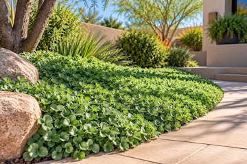 Dichondra groundcover growing in an Arizona yard.