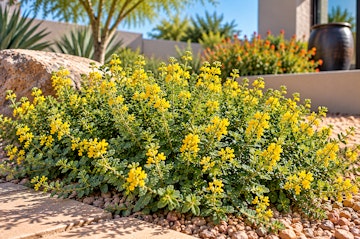 Lemon dalea groundcover growing in an Arizona garden.