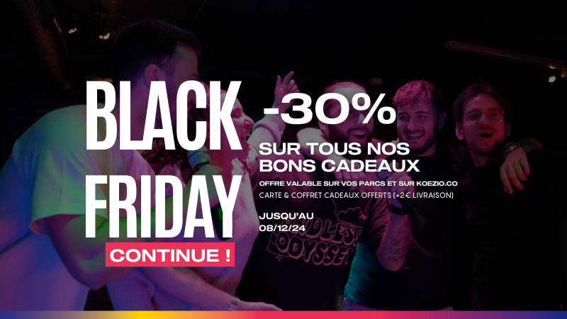 Black Friday - 30% sur les bons cadeaux KOEZIO - Prolongation