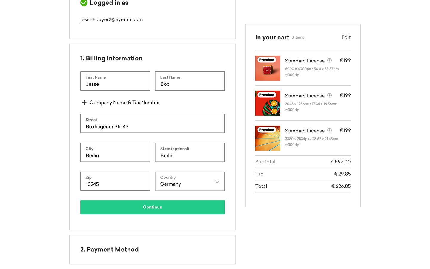 Screenshot of our checkout in production