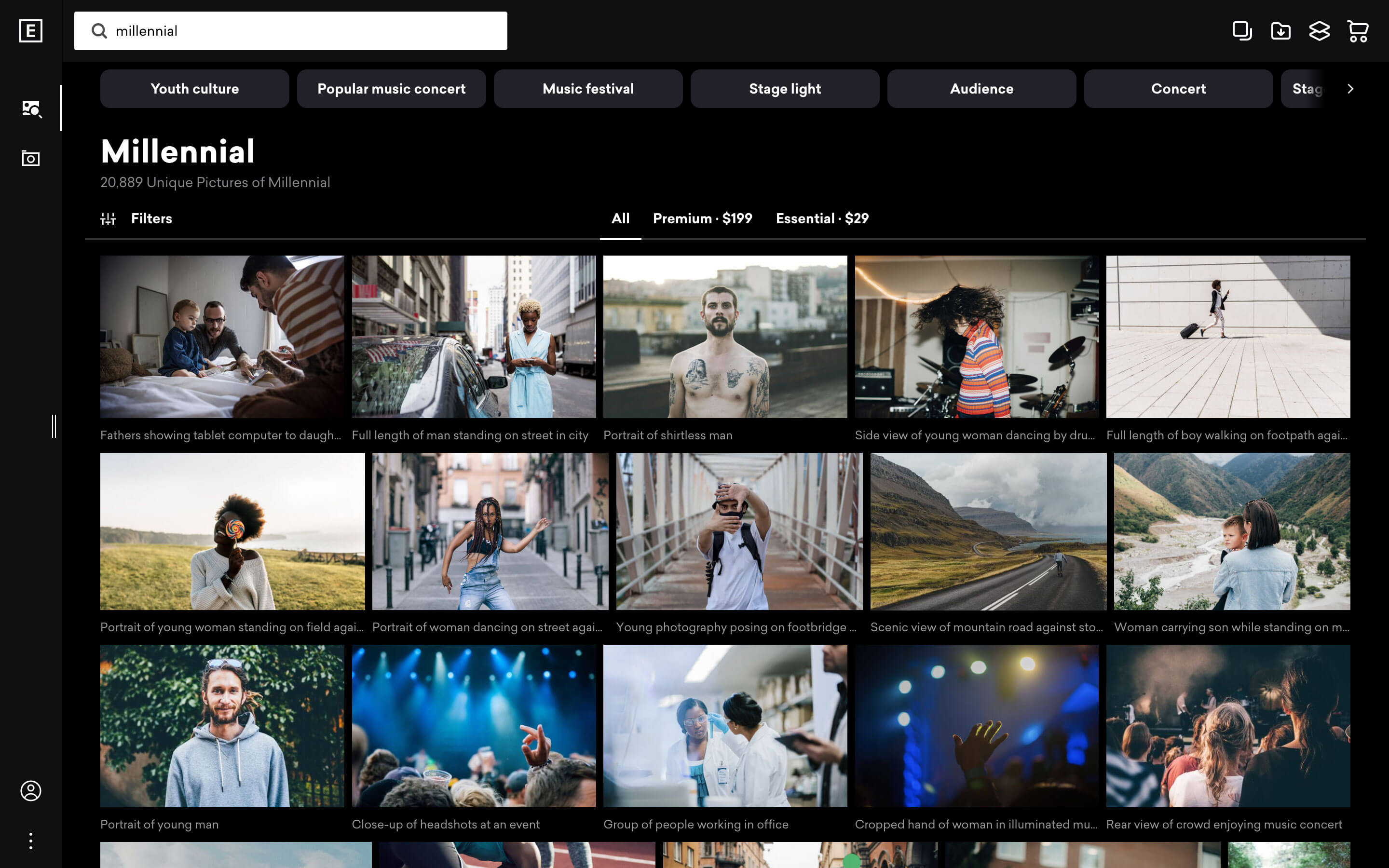 Screenshot of EyeEm's search results page after the last iteration was complete.
