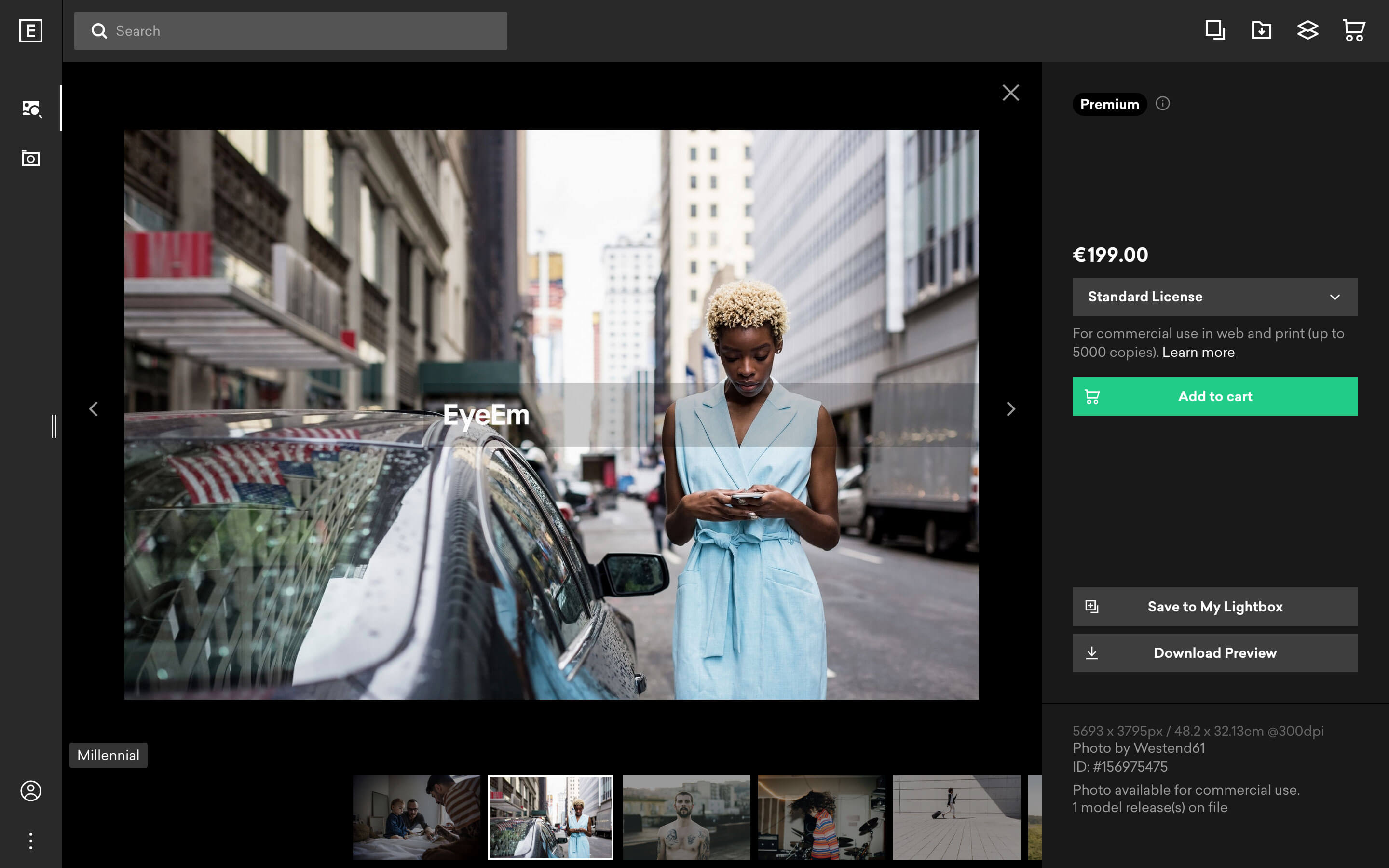 Screenshot of EyeEm's photo view before the last iteration was complete.