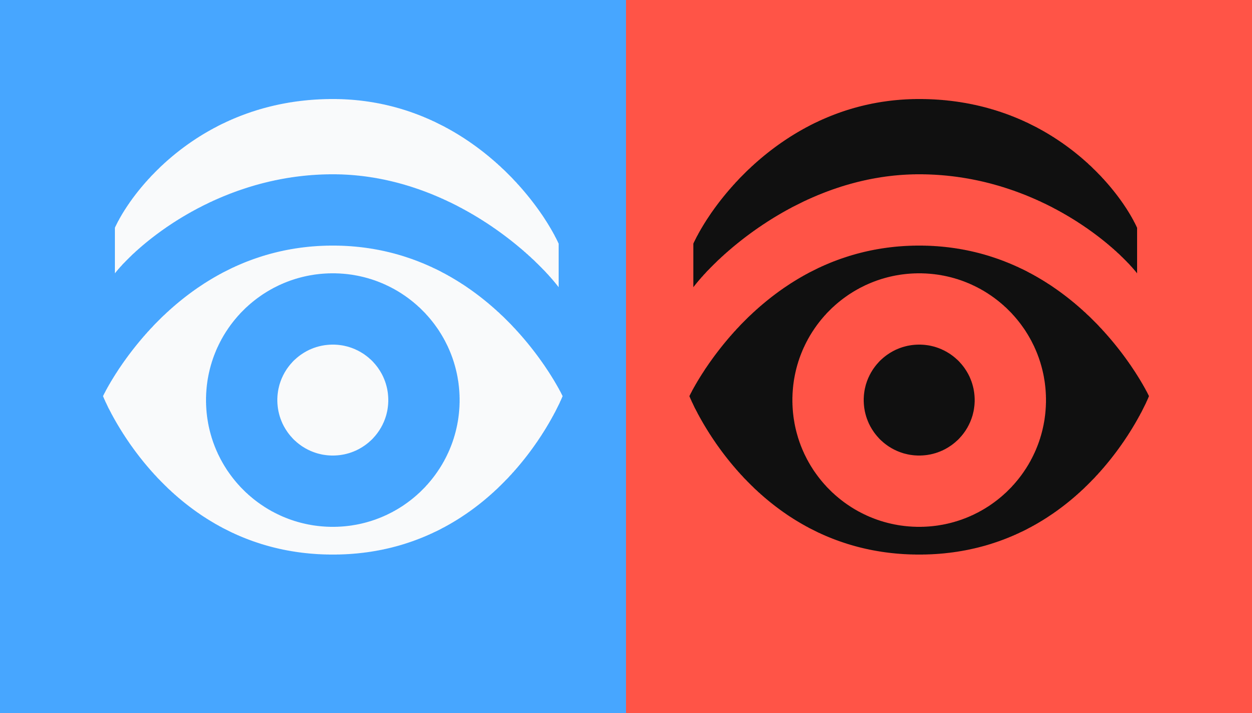 Vector illustration of two eyes seeing different things
