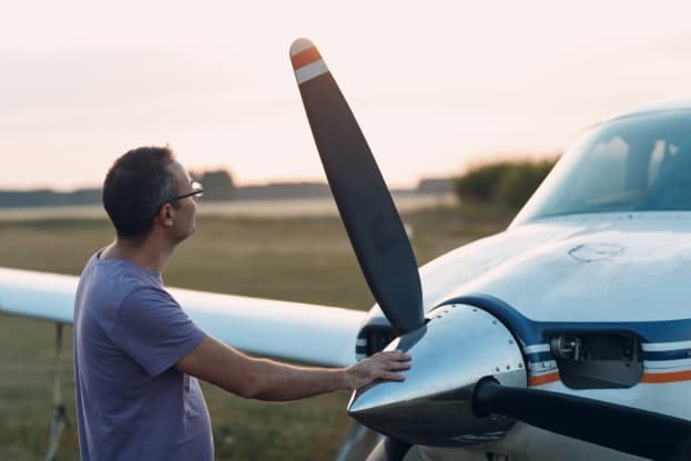 Man with his airplane