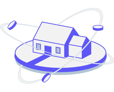Graphic of a home with coins circulating it