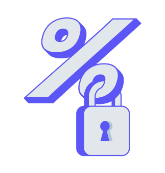 Percentage sign with a lock