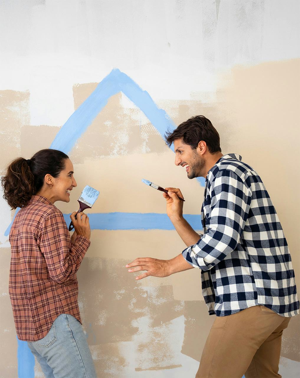 Couple doing home renovations together