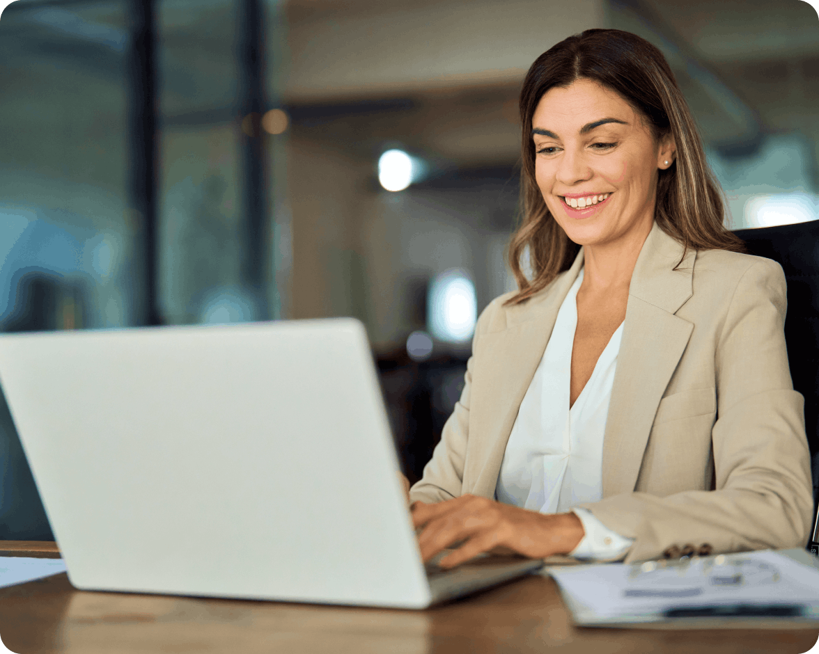 Business woman working on her computer