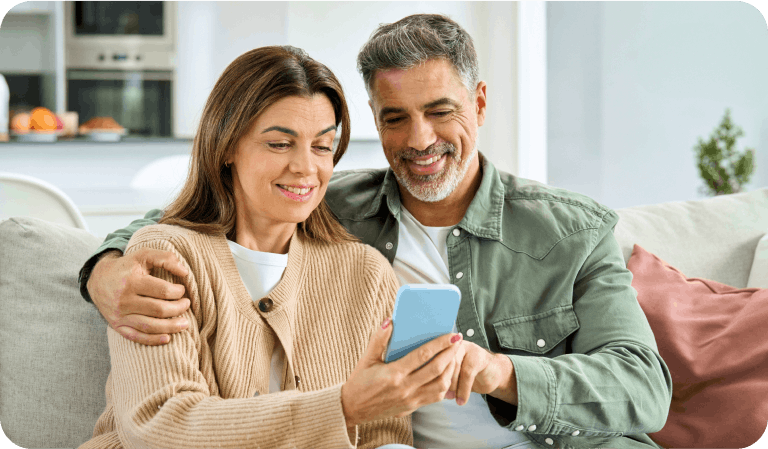Couple looking at a phone