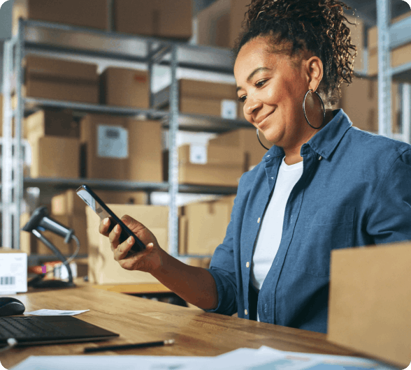 Businesswoman looking at her phone