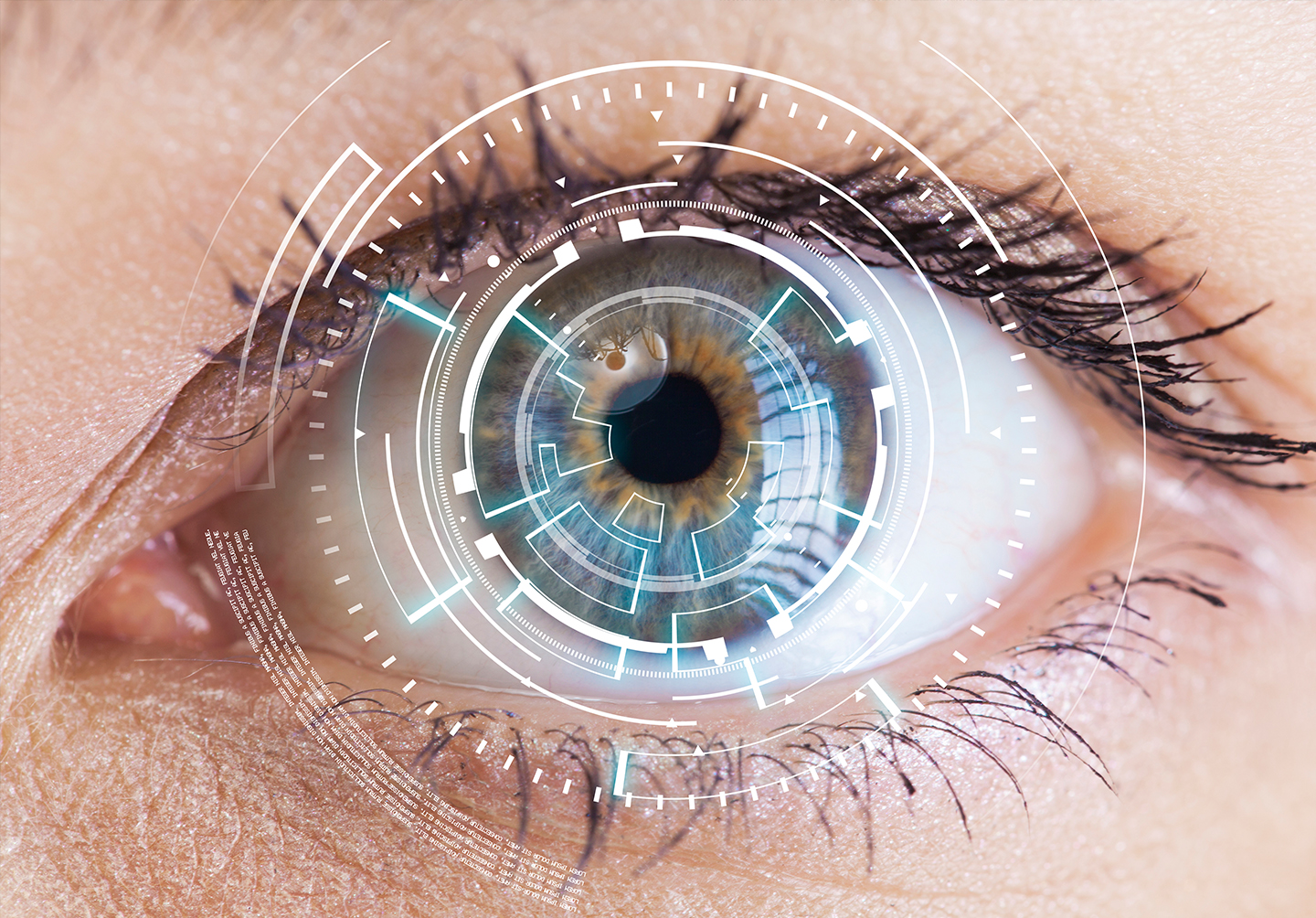 Close up view of a blue eye. 