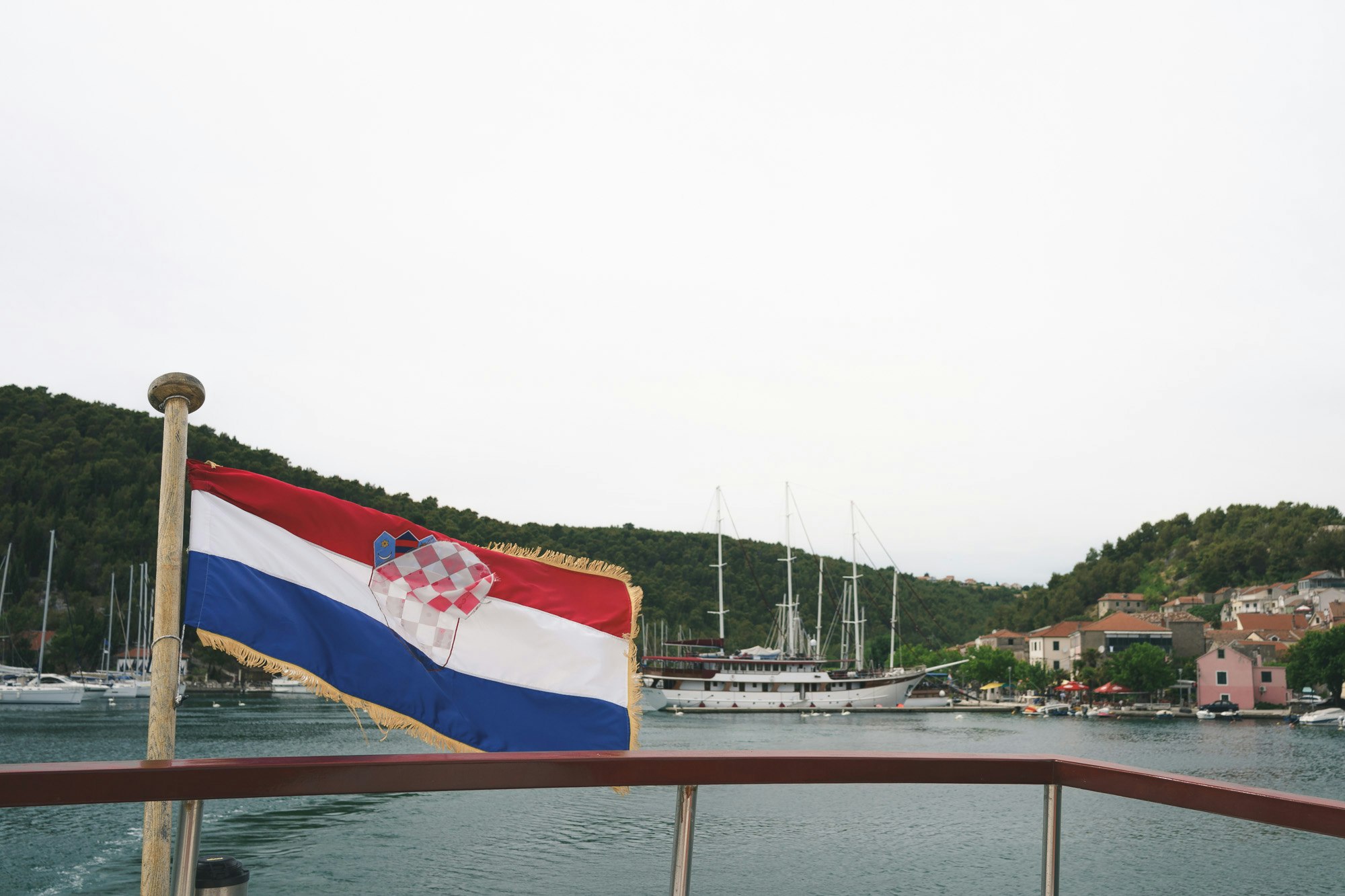 The Croatian flag from the boat