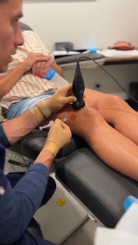 Dr. Meadows administering stem cells