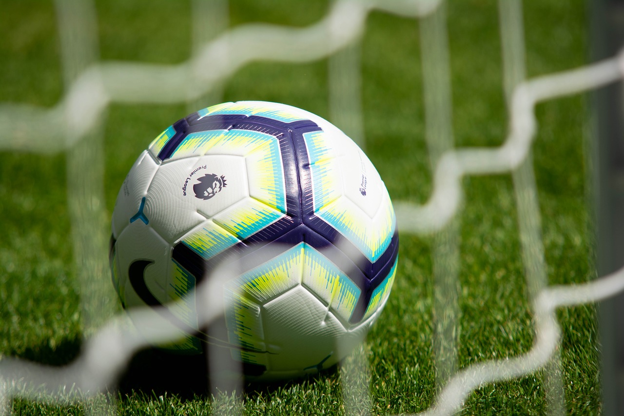 English Premier League ball on the football field