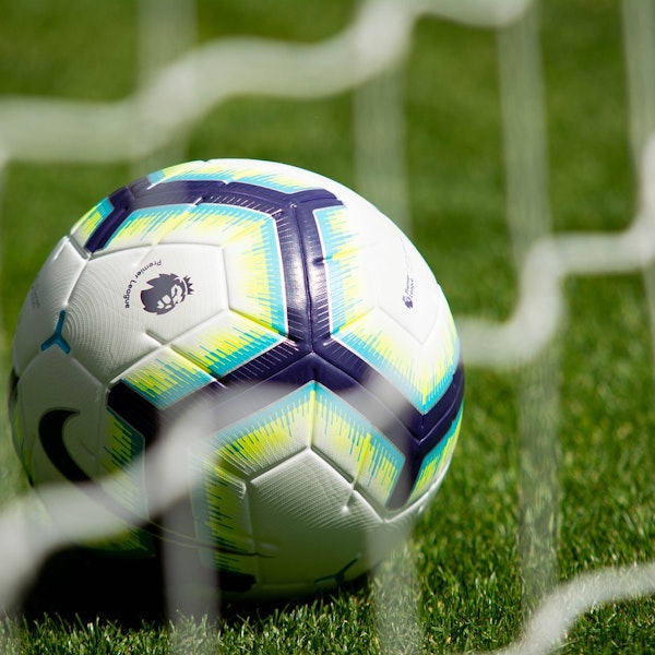 English Premier League ball on the football field