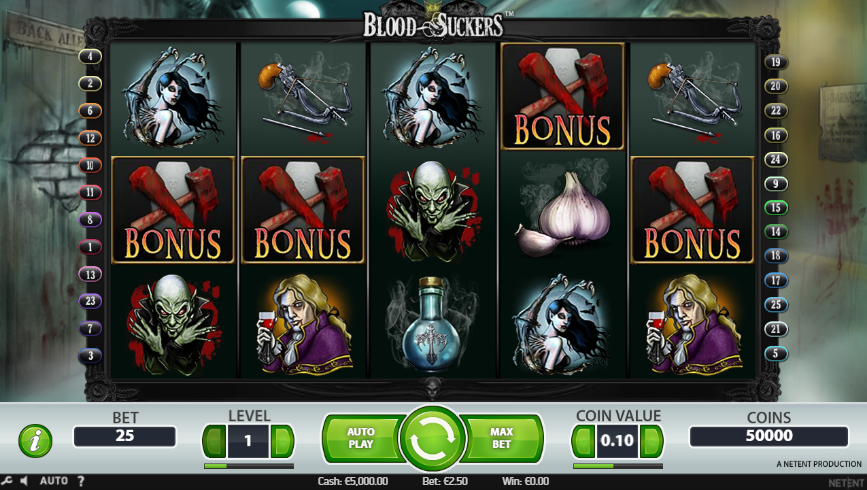 Blood Suckers Slot Playing Grid