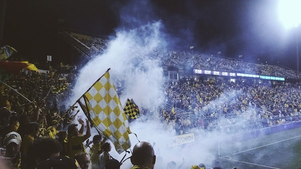 Fans at a football match