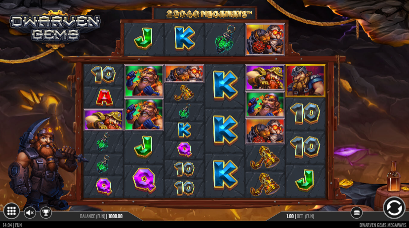 Dwarven Gems Megaways Slot Playing Grid