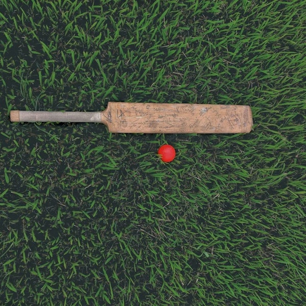 bat and ball on the cricket field