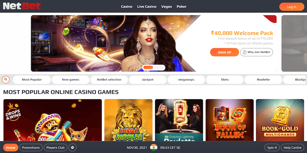 NetBet Casino India Lobby