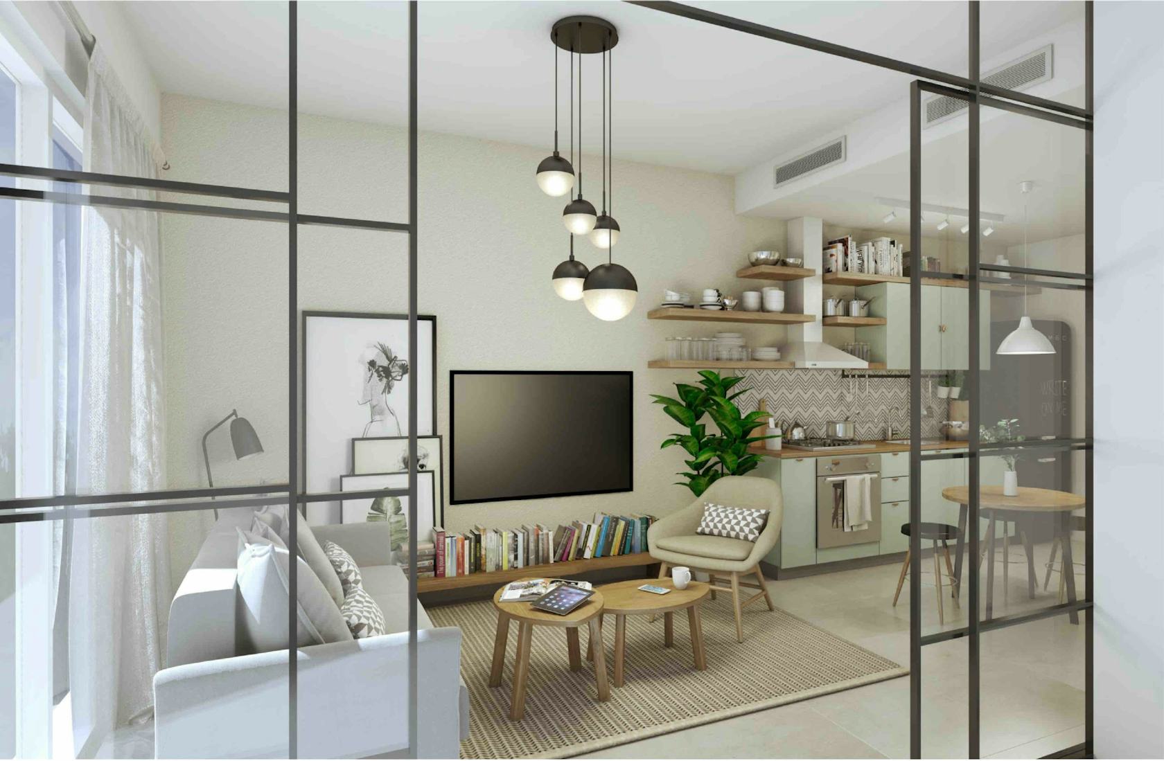 interior design indoors living room room furniture table shelf