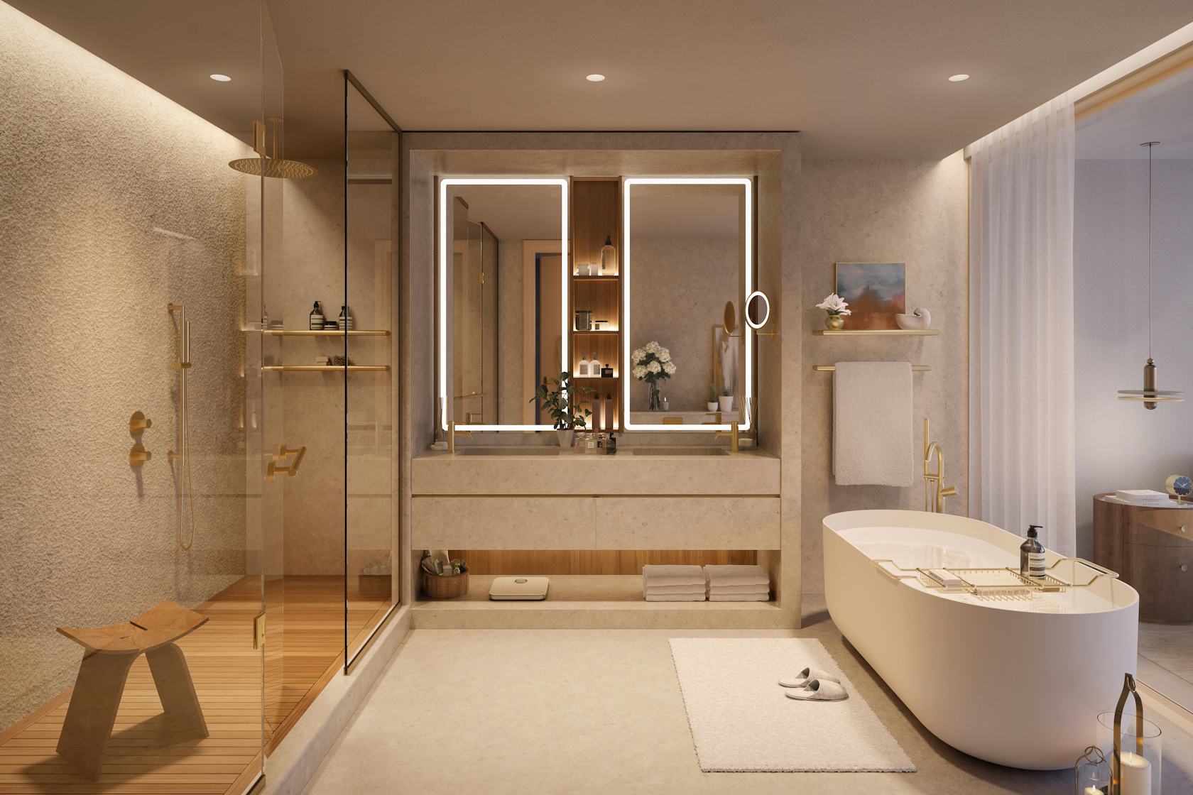 interior design indoors bathing bathtub tub person flooring floor rug home decor