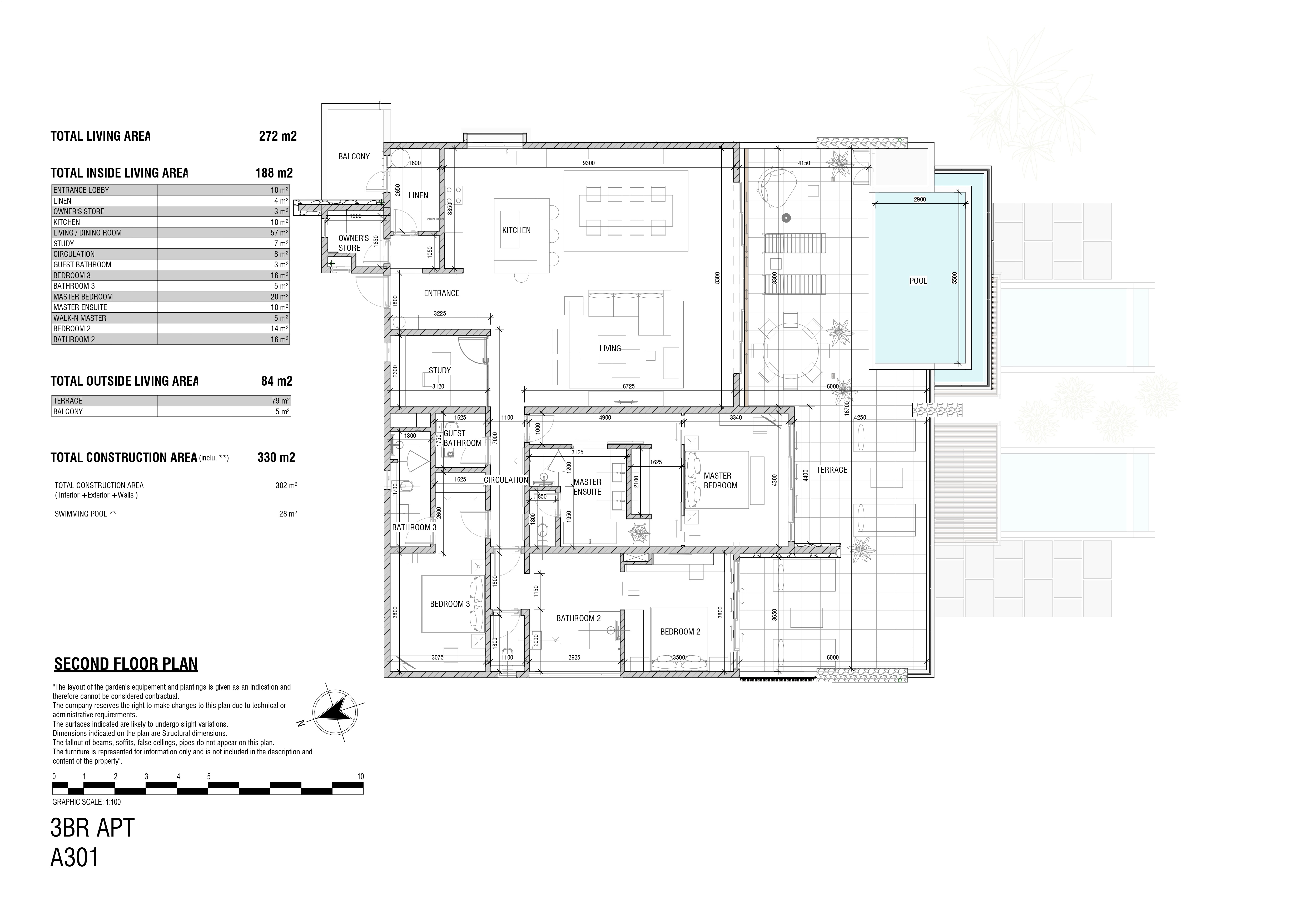 Exclusive penthouse with pool and sea view for sale on the west coast of Mauritius. 75044697 floor plan 2