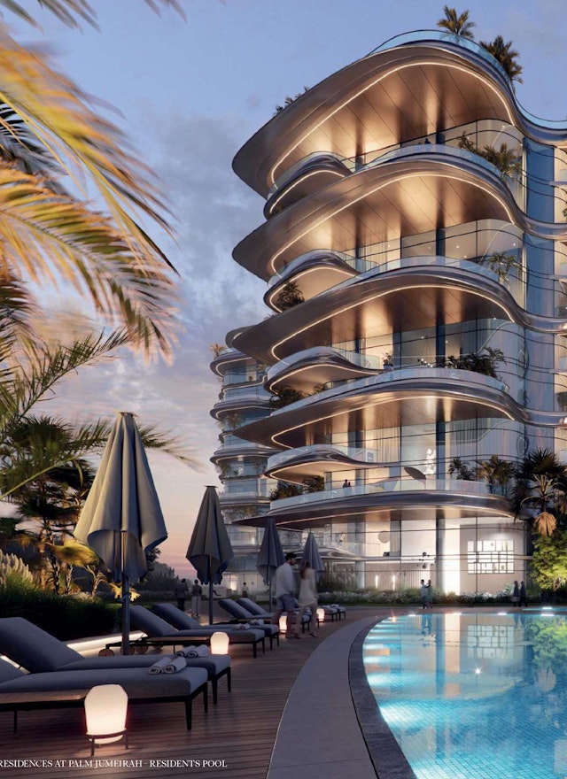 Simplex 2 chambres avec vue panoramique sur Palm Jumeirah et la mer - espace de vie luxueux
