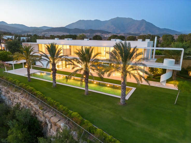 architecture building house housing villa grass plant lawn outdoors pool