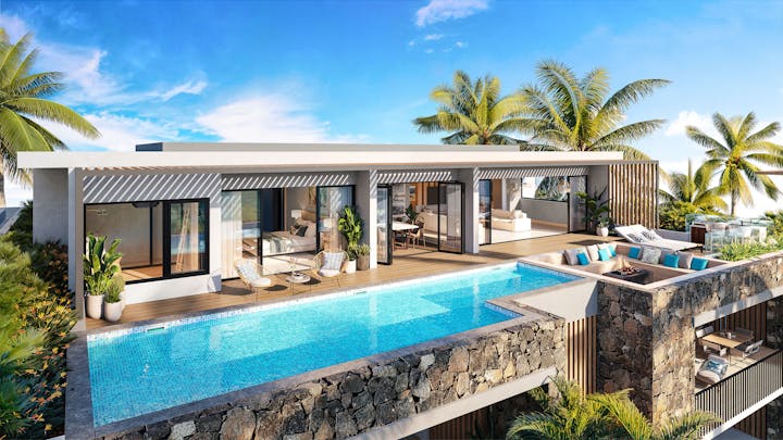 house housing villa pool water swimming pool outdoors plant summer chair