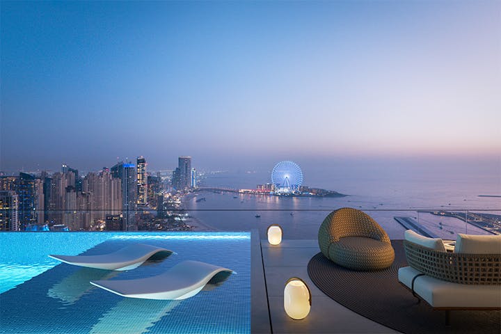 city metropolis urban hotel resort cityscape pool swimming pool planetarium chair