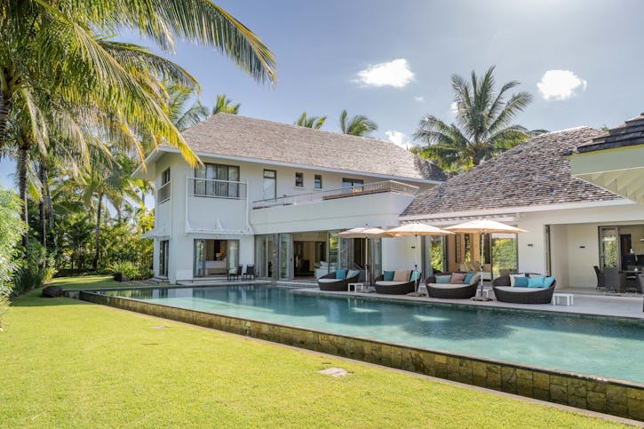 house housing villa pool water swimming pool chair outdoors waterfront bench