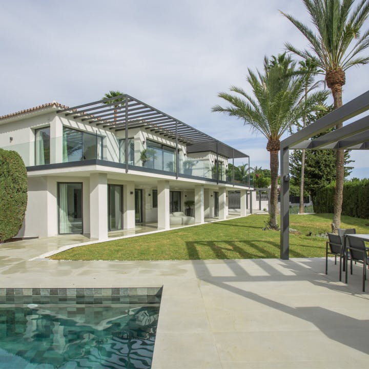 architecture building house housing villa grass plant patio porch pool