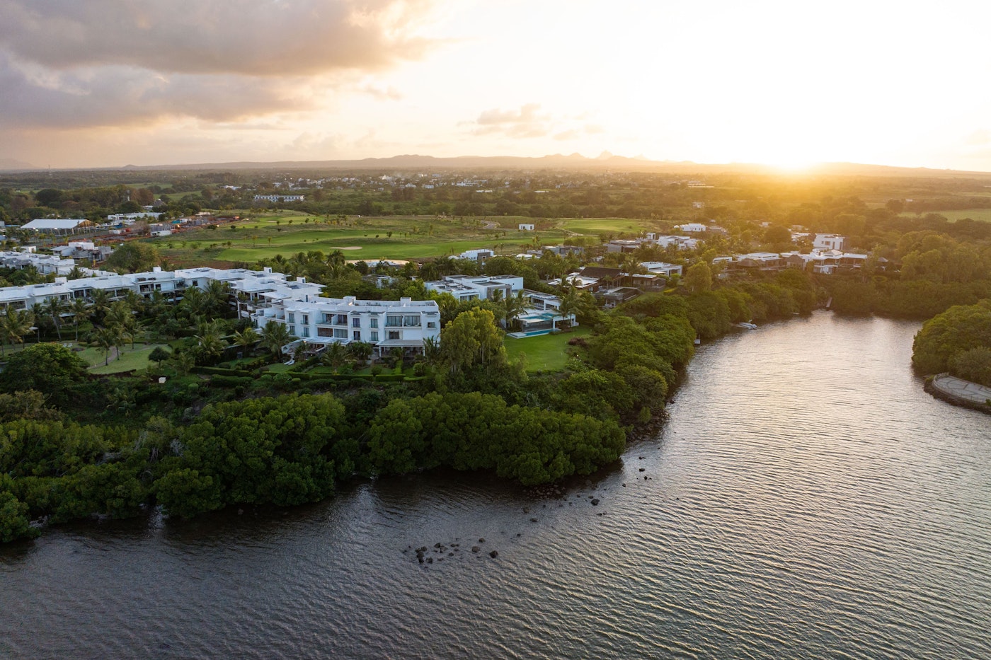 Azuri village and its waterside restaurants, Mauritius
