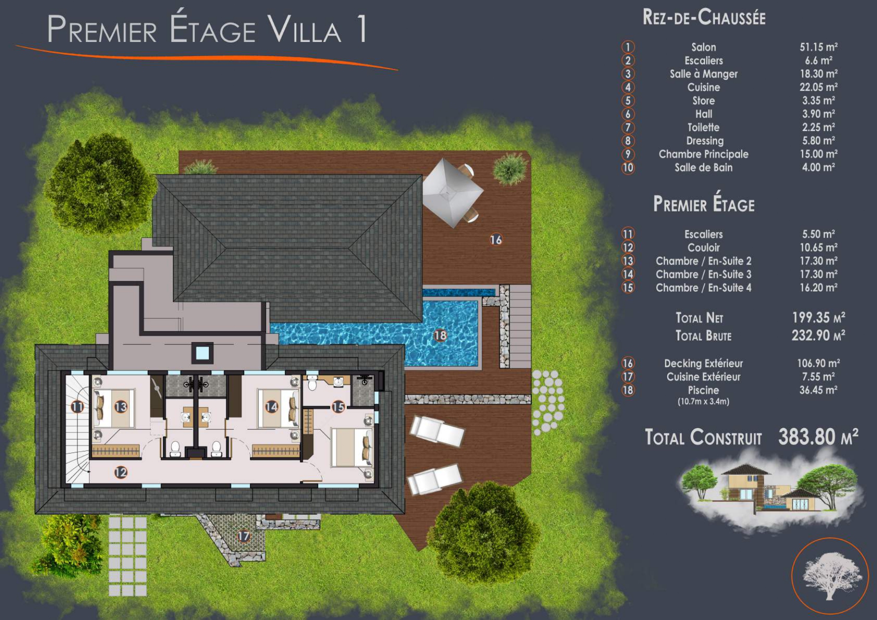 Eco Native Lodge Villa : luxury villa with swimming pool in Rivière Noire 1356978840 floor plan 2
