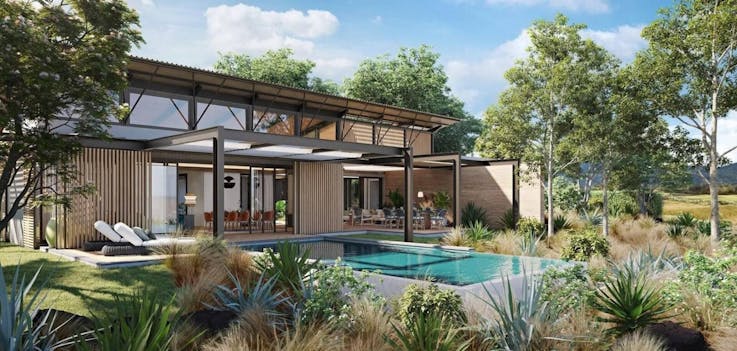 house housing villa backyard outdoors pool water swimming pool garden grass