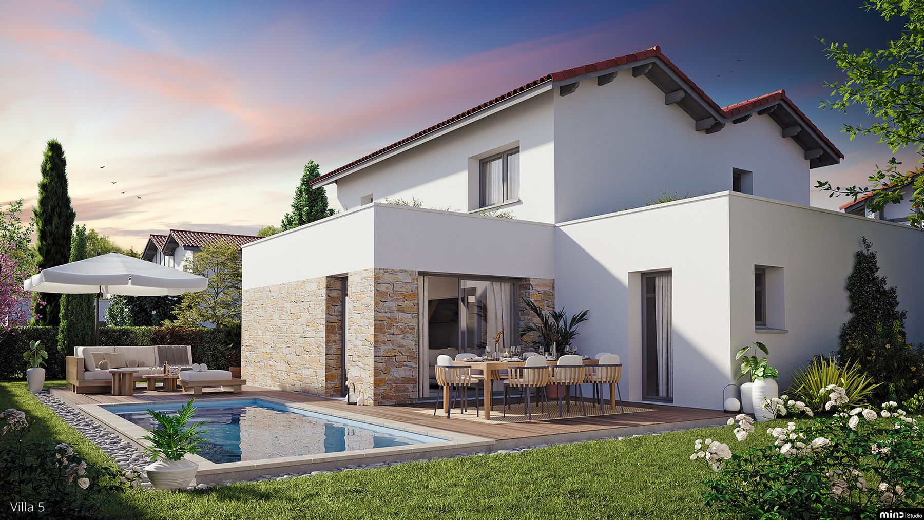 Villa neuve avec piscine à Anglet – Clos Belharra, quartier des Cinq Cantons