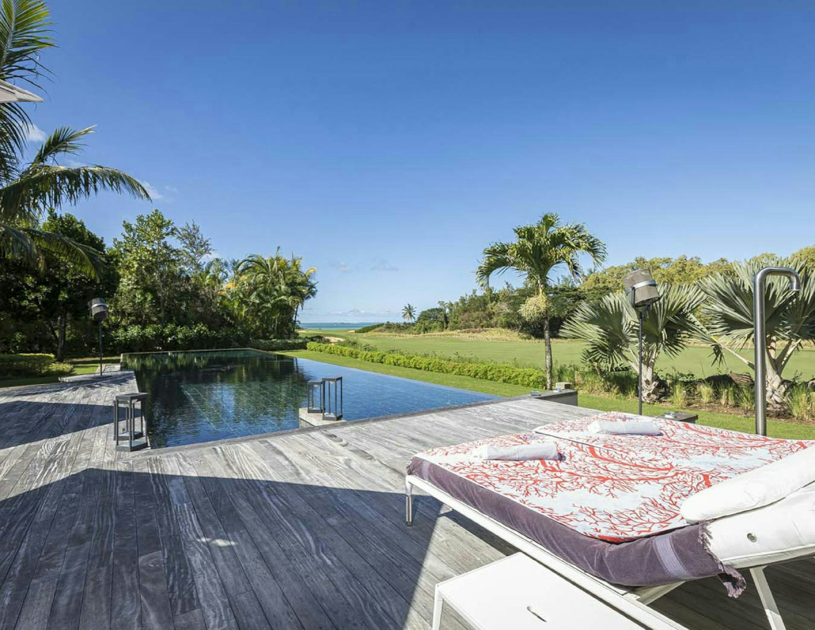 Villa pool overlooking the Anahita golf course, east coast of Mauritius