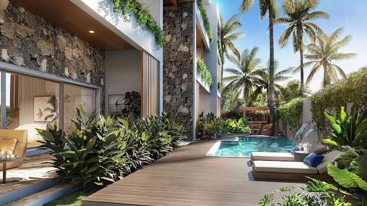 housing villa backyard nature outdoors yard garden pool water chair