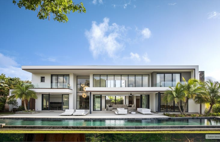 architecture building house housing villa chair furniture condo water waterfront