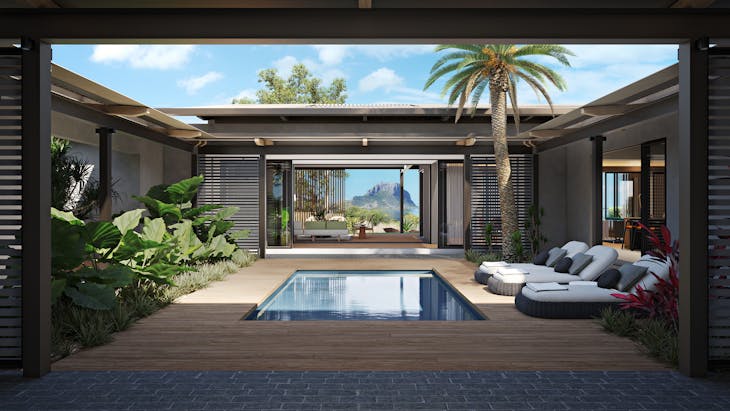 housing villa interior design pool water floor patio swimming pool flooring couch