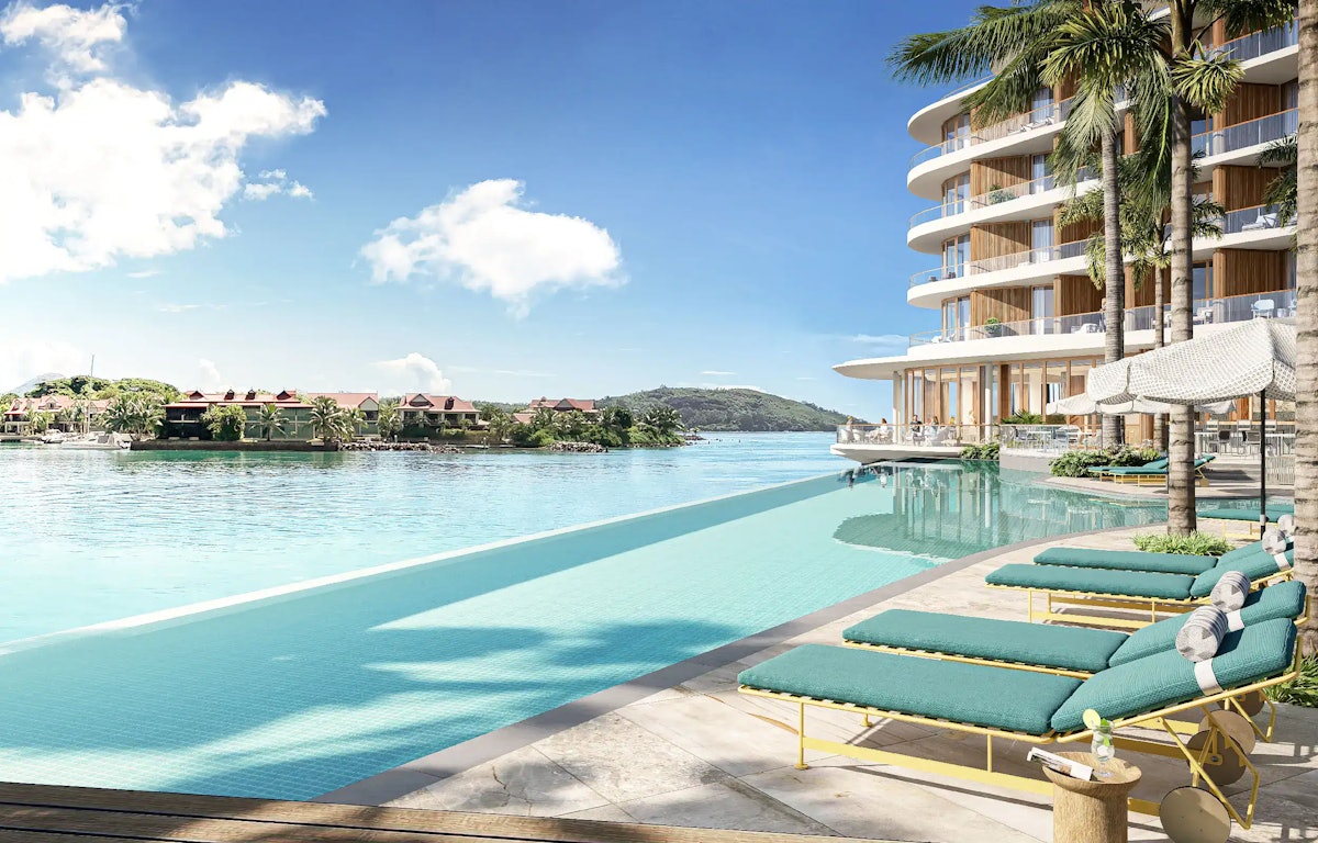 The 48-metre infinity pool set at the water's edge